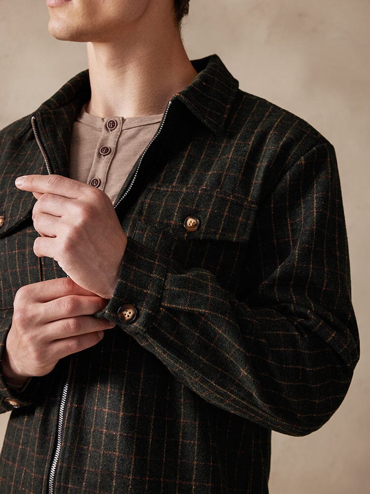 Plaid Wool-Blend Jacket