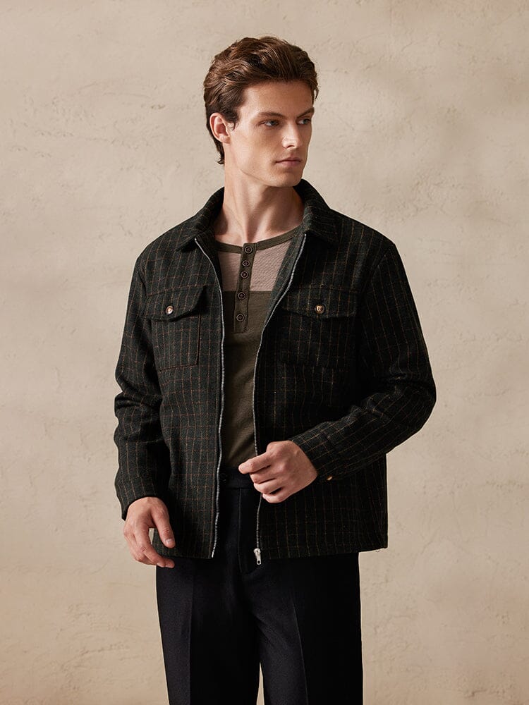 Plaid Wool-Blend Jacket