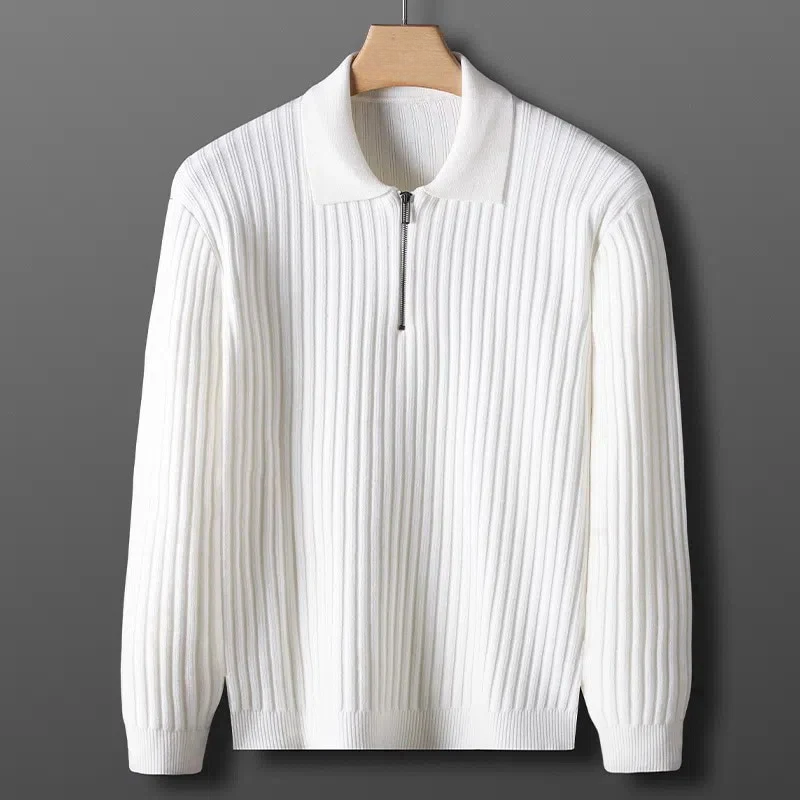 Prestante: Classic Ribbed Zip Sweater