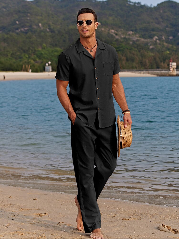 Casual Linen Style Beach Shirt Sets (US Only)