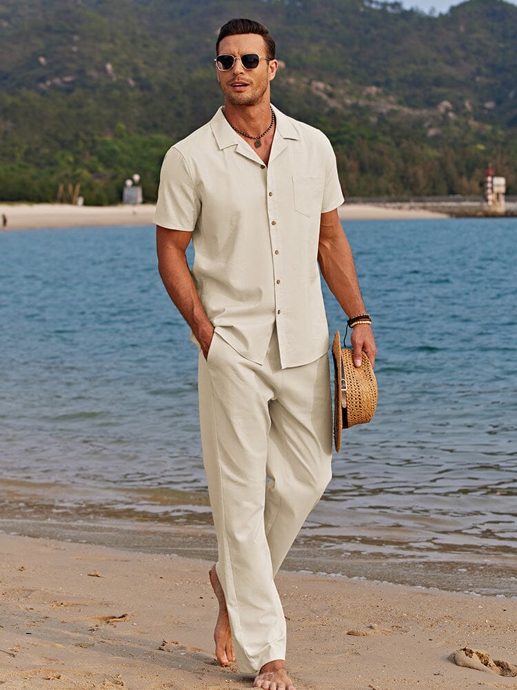 Casual Linen Style Beach Shirt Sets (US Only)