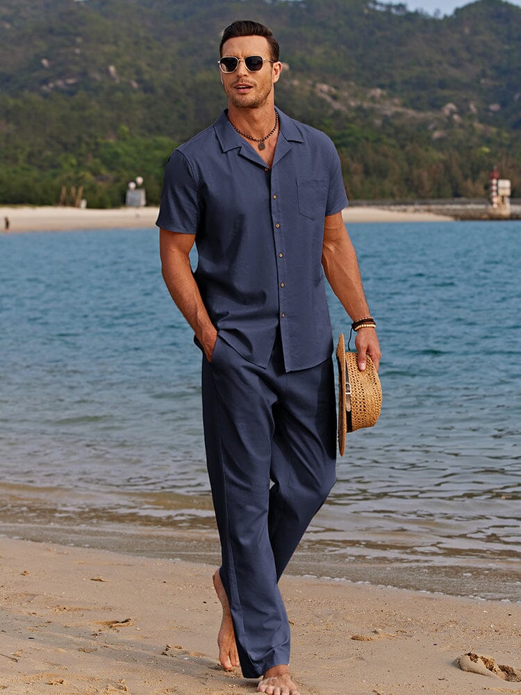 Casual Linen Style Beach Shirt Sets (US Only)