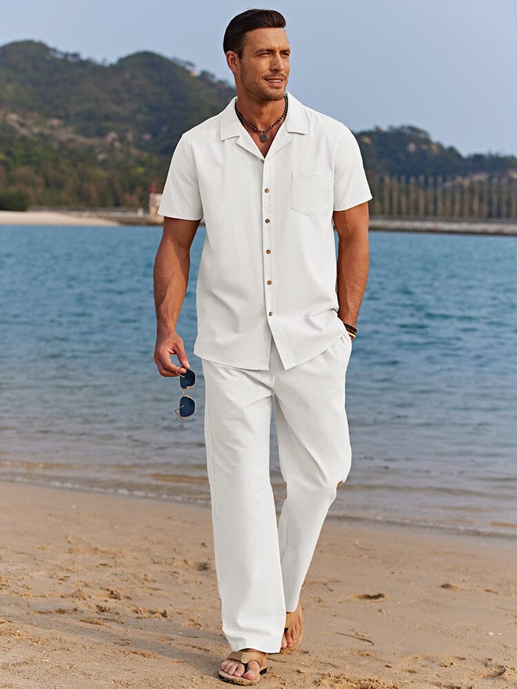 Casual Linen Style Beach Shirt Sets (US Only)