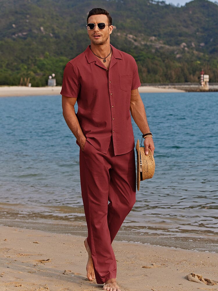 Casual Linen Style Beach Shirt Sets (US Only)