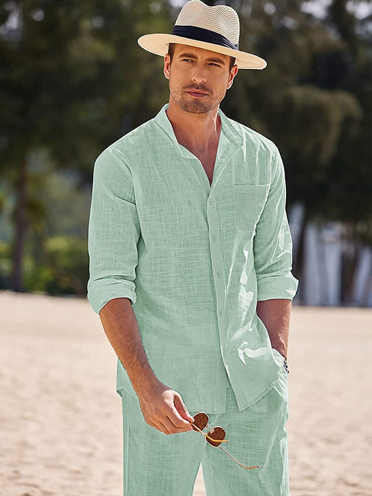 Casual Pure Cotton Beach Shirt Sets (US Only)