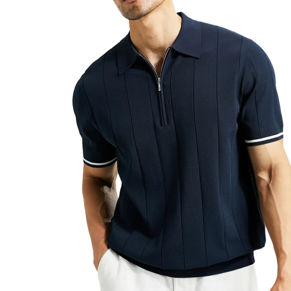 Basilare: Classic Textured Striped Polo