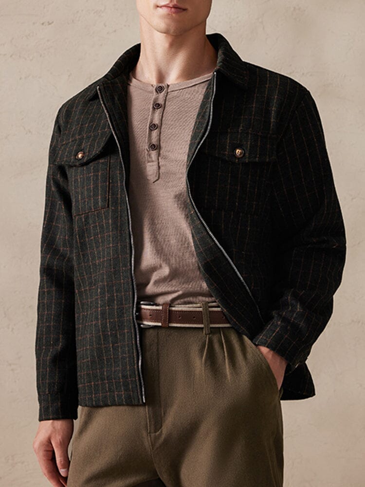 Plaid Wool-Blend Jacket