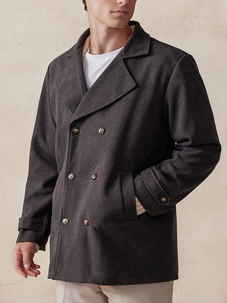 Lapel Double-Breasted Tweed Coat