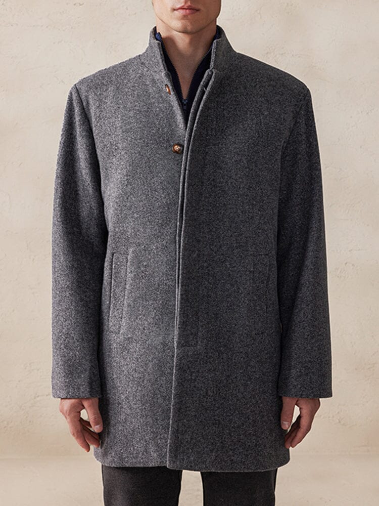 Casual Stand Collar Tweed Coat