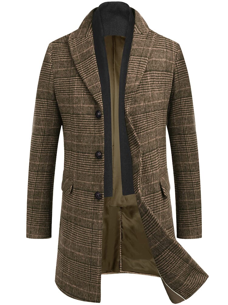 Wool Blend Coat with Detachable Plaid Scarf (US Only)