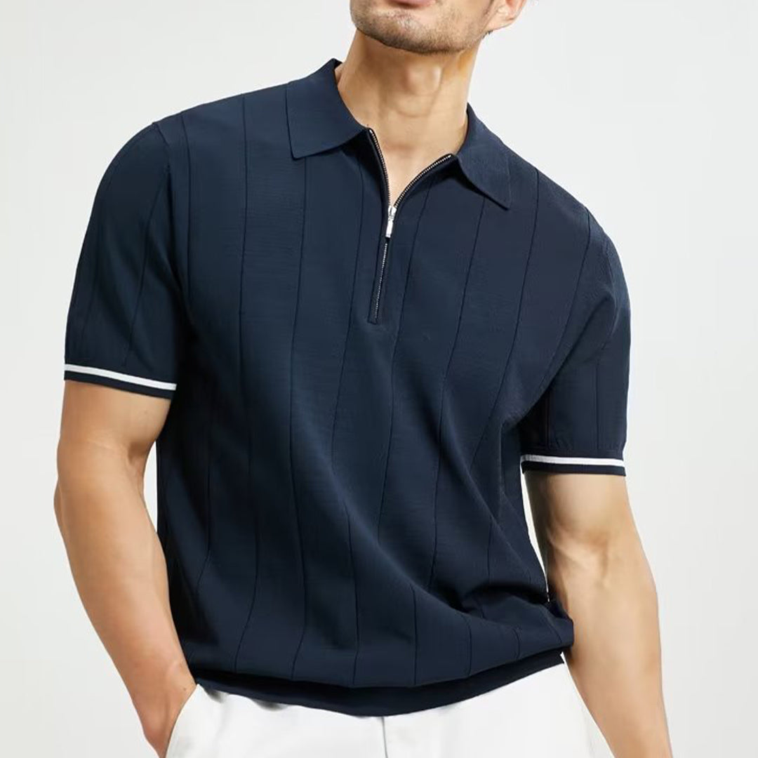 Basilare: Classic Textured Striped Polo